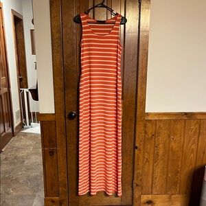 The Limited White and Orange Sleeveless Halter Maxi Sundress